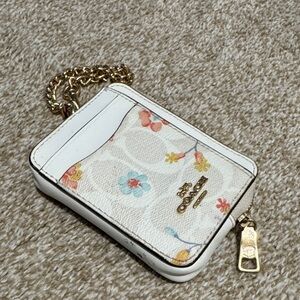 Coach Floral Mini Wallet with Gold Chain